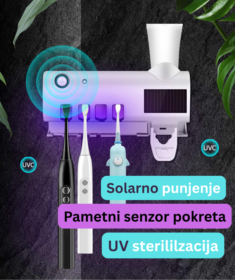 Sterilizator za četkice sa UV svetlom i dozerom za pastu za zube