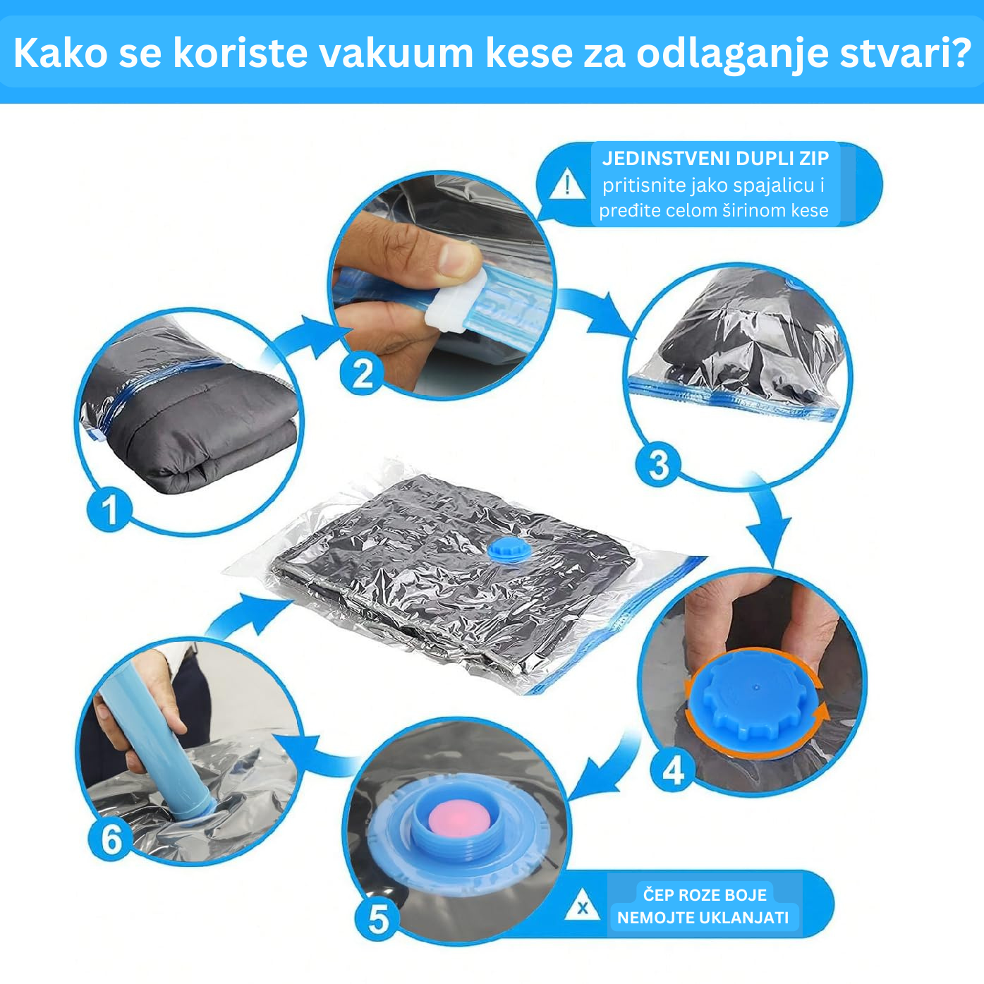 Vakumske kese za garderobu – Set od 10 kom za uštedu prostora i zaštitu stvari