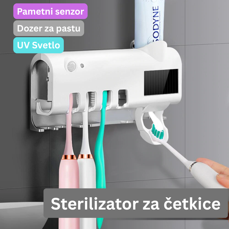 Sterilizator za četkice sa UV svetlom i dozerom za pastu za zube